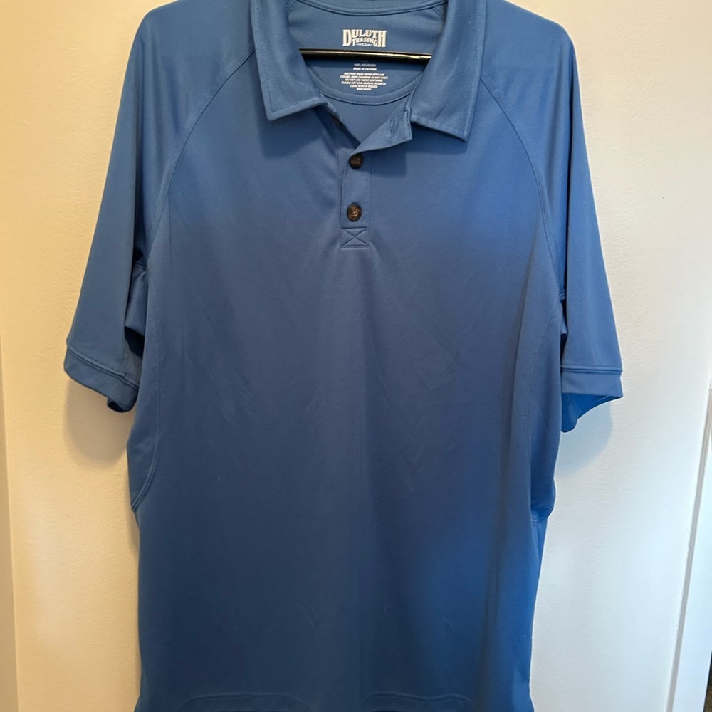 Golf shirt men’s trim fit xl short sleeves medium blue Duluth Trading Co